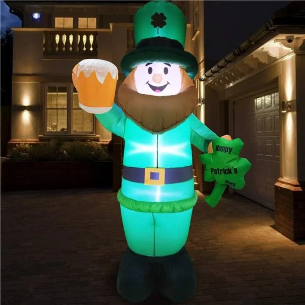 8 Foot St Patricks Day Inflatable Leprechaun Decorations Outdoor with‎ LED Light